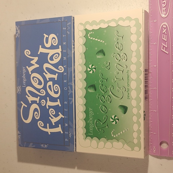 Longaberger 2 Sets Of 2 Vintage Pewter Ornaments Snow Friends And Roger & Ginger - Picture 1 of 12